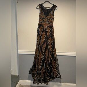 Elegant Black and Gold beaded Dress